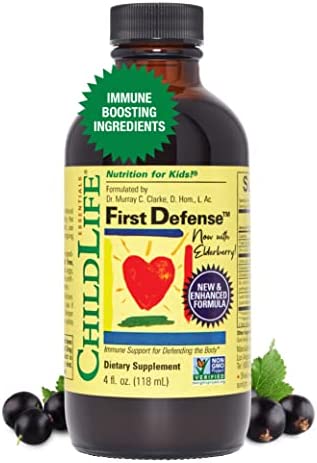 CHILDLIFE ESSENTIALS First Defense – Kids Immune Support, an Immune Boost Supplement, All-Natural, Gluten-Free, Allergen-Free, Non-GMO – Naturally Flavored, 4 Ounce Bottle