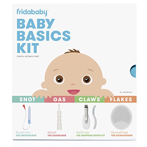 Frida Baby Baby Basics Kit |Includes NoseFrida, NailFrida, Windi, DermaFrida + Silicone Carry Case